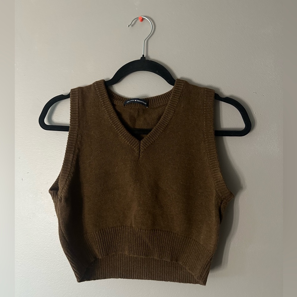 Brandy Melville Brown V-Neck Sweater